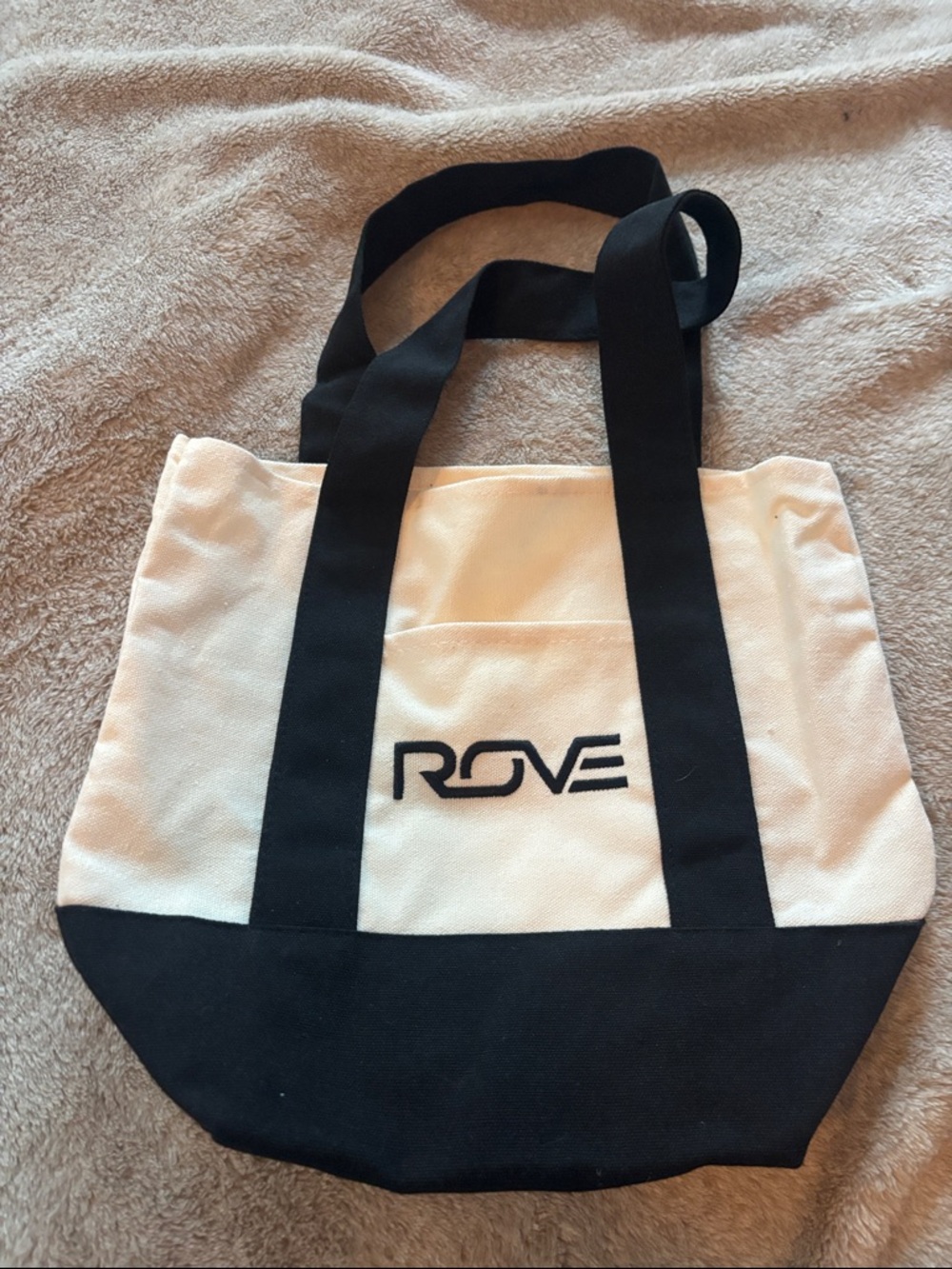 ROVE White and Black Canvas Tote with Logo